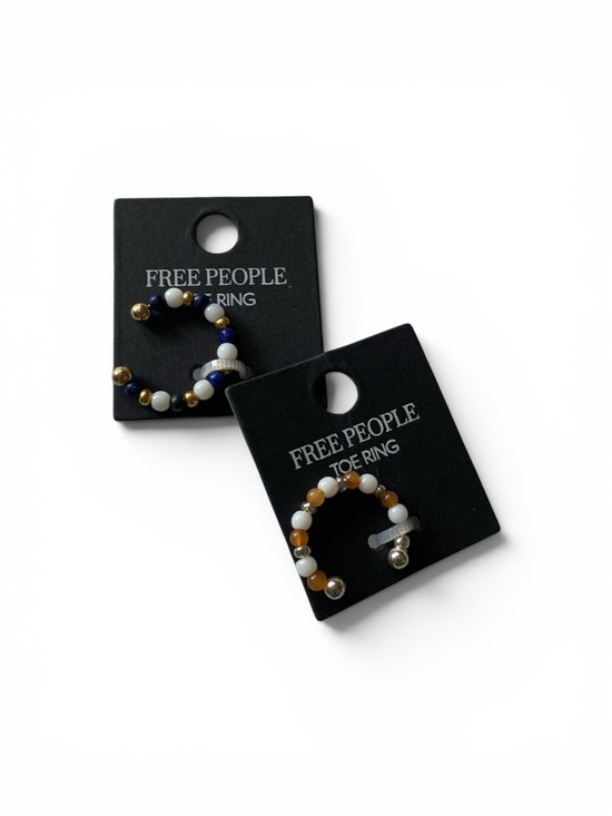 Free People Jewelry - Free People White, Brown & Blue Beaded Toe Ring Set